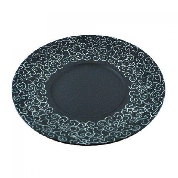 Тарілка з порцеляни чорна матова з візерунком FC0031-12 Alt Porcelain Delux