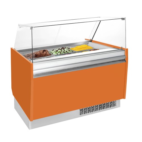 GGM Gastro LIAM ESTI12O Ice Cream Display Freezer, Orange