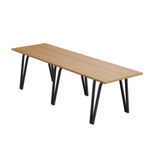 Dining Bench on a Metal Frame; Beech, Black