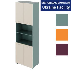 Шафа чотиридверна з двома відкритими нішами Color