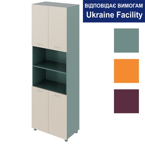 Шкаф четырехдверный с двумя открытыми нишами Color