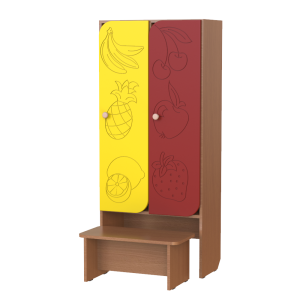 Шафа секційна для роздягальні "Фрукти - Цифри" з лавою