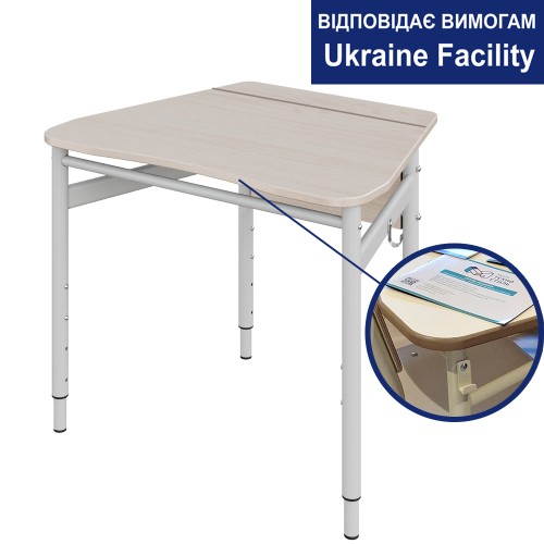 Single trapezoidal student table with adjustable tabletop angle 3-6, 4-6, 4-7 MDF+HPL