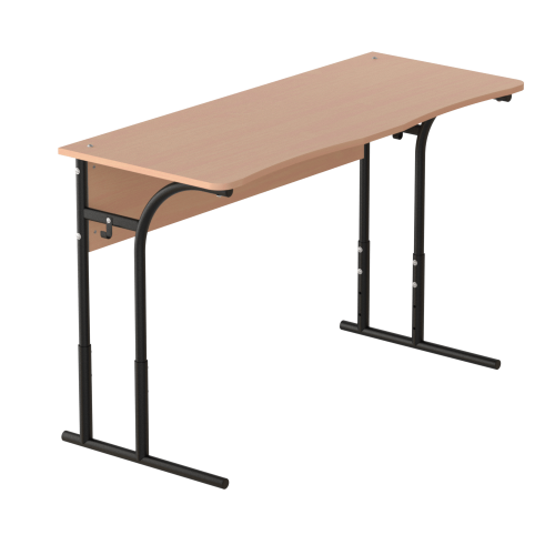 Two-seater Student's Table with Height Adjustment Beech, Black