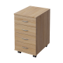 Movable bedside table with 4 drawers Sonoma Oak