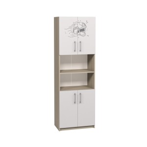 Semi-Enclosed Cabinet with Four Doors and Photo Print
