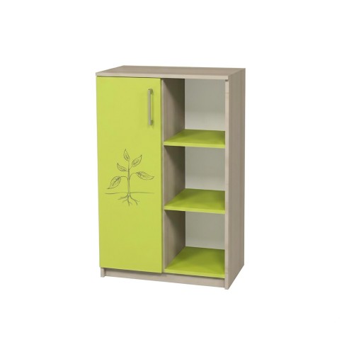 Semi-Closed Cabinet with Shelves and Left Door, Photo Print 