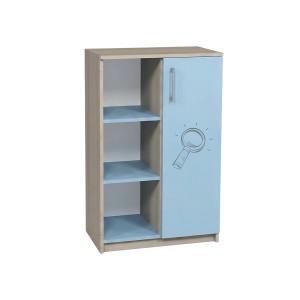 Semi-Closed Cabinet with Shelves and Right Door, Photo Print "Geography"