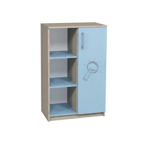 Semi-Closed Cabinet with Shelves and Right Door, Photo Print