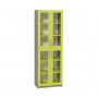 4-Door Cabinet with Glass Doors and Coloured Shelves