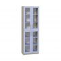 4-Door Cabinet with Glass Doors and Coloured Shelves