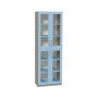 4-Door Cabinet with Glass Doors and Coloured Shelves