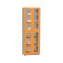 4-Door Cabinet with Glass Doors and Coloured Shelves