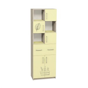 5-Door Combination Cabinet with Coloured Shelves and Photo Print