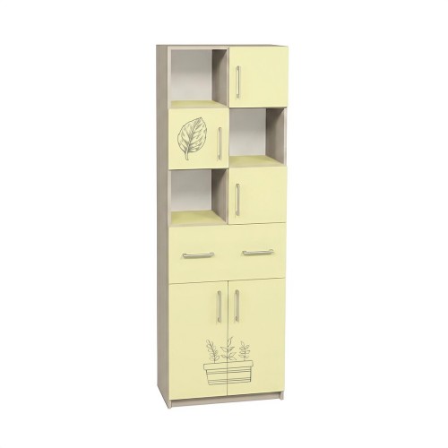 5-Door Combination Cabinet with Coloured Shelves and Photo Print