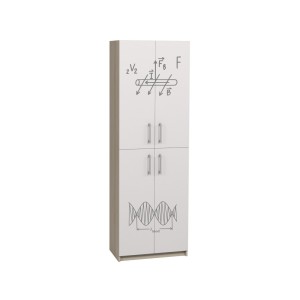 Closed Cabinet with 4 Doors and Physics-Themed Print