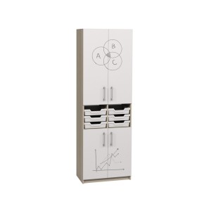 Closed Cabinet with Trays and Maths-Themed Print