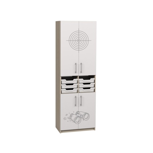 Closed Cabinet with Trays and National Defence-Themed Print