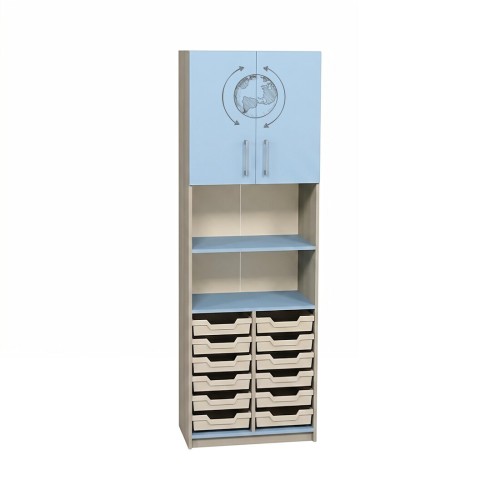 Semi-Enclosed Cabinet with Trays and Photo Print