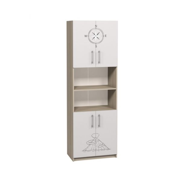Semi-Enclosed Cabinet with Four Doors and Photo Print (Geography)