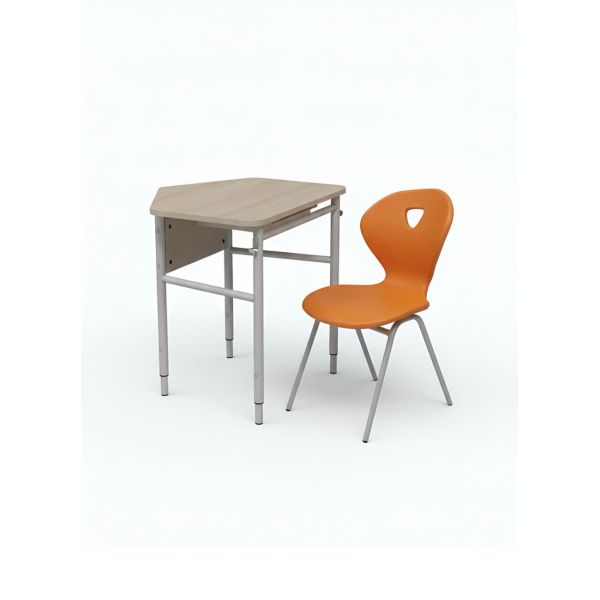 School Set: Single Desk No.4-7 and Chair with Plastic Monoblock