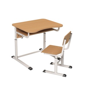 School Set No.4-7: Desk with Shelf and T-shaped Chair with HPL