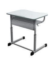 Single Student Desk with Perforated Panel and Polyurethane-Edged Desktop