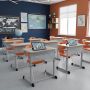 Single Student Desk with Perforated Panel and Polyurethane-Edged Desktop