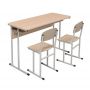 School Set: Table and 2 Sled-Base Chairs with HPL (Round Tube, Size 6)