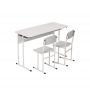 School Set: Table and 2 Sled-Base Chairs with HPL (Round Tube, Size 6)