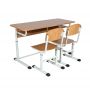 School Set on Flat-Oval Tube No. 4-7: Double Desk and 2 HPL Chairs