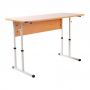 School Set on Square Tube No. 4-6: Double Desk and 2 T-Frame Chairs
