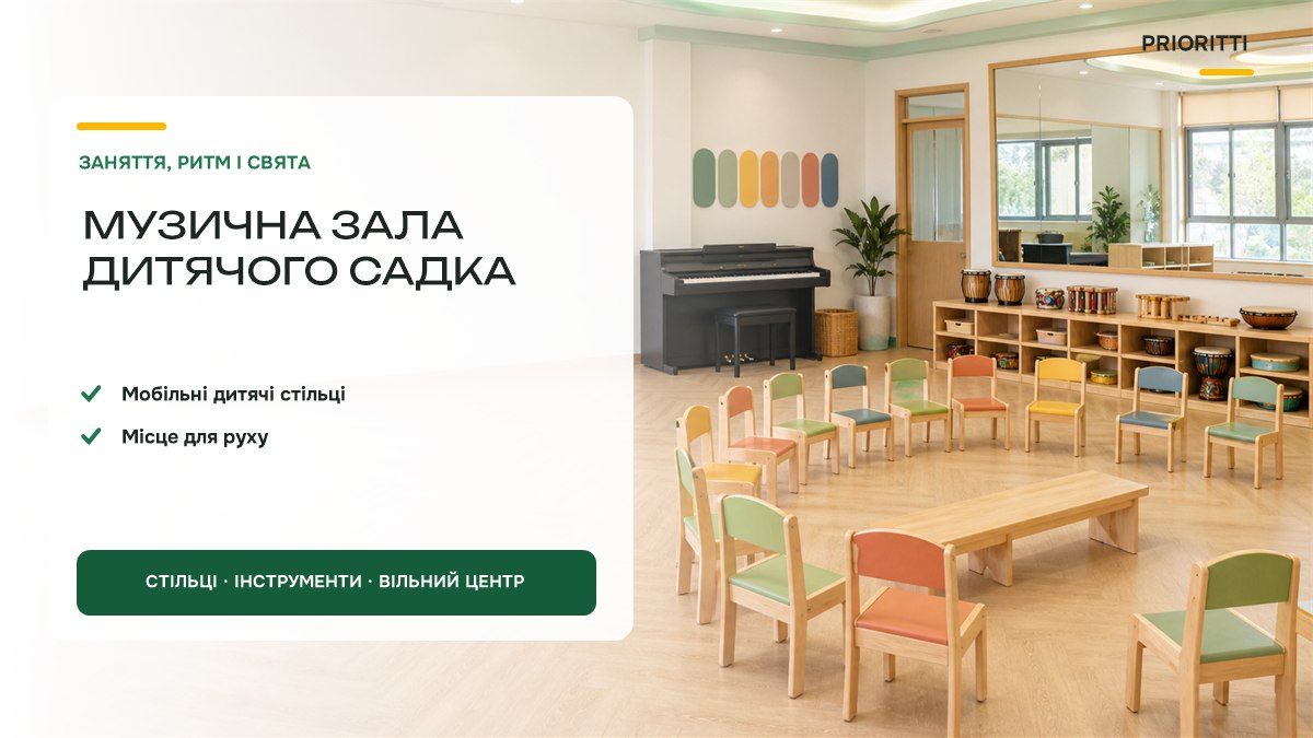 Музична зала дитячого садка: меблі й обладнання