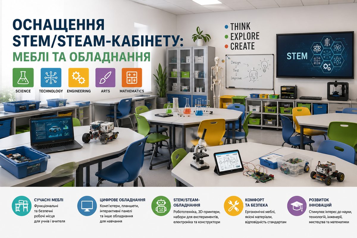 Оснащення STEM/STEAM-кабінету: меблі та обладнання