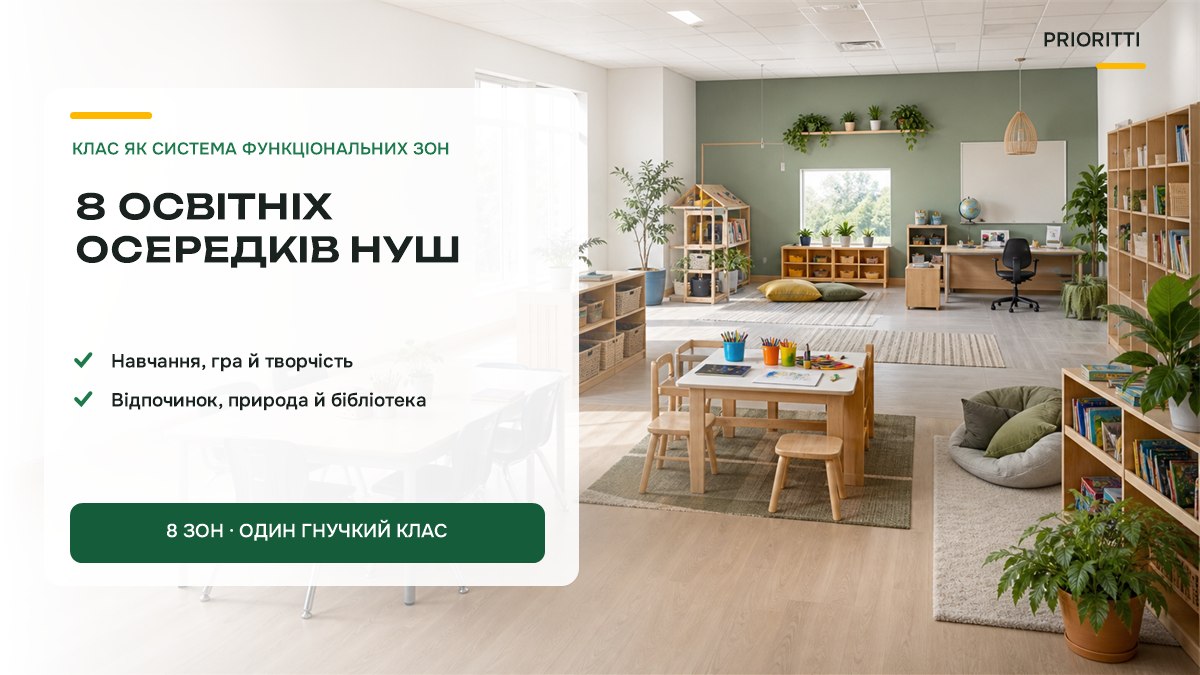 Освітні осередки класу НУШ: 8 зон і меблі кожної