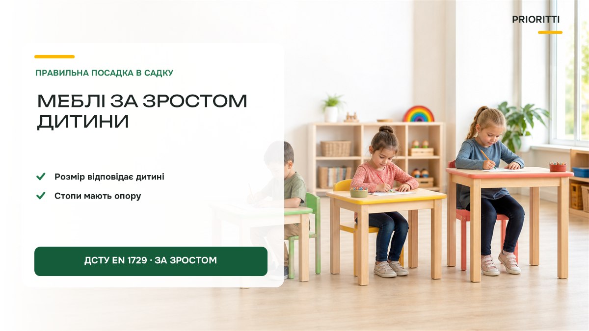 Зростові групи меблів для дошкільнят: розмір за зростом дитини